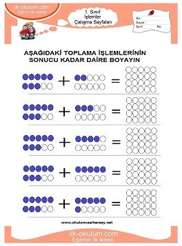 Çocuklar İçin toplam işlemi yaprak testleri 